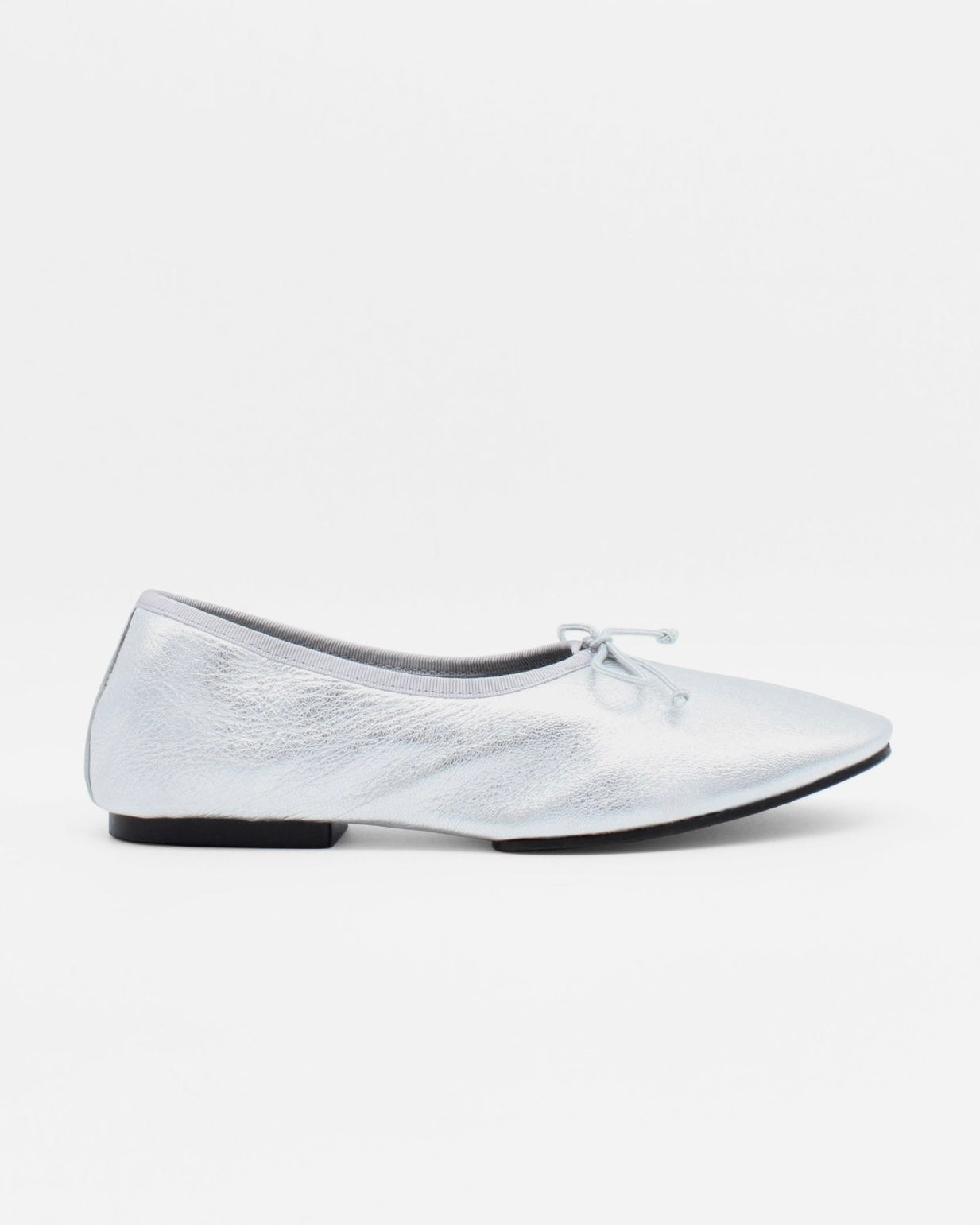 Mila Ballet Flat in Silver Leather