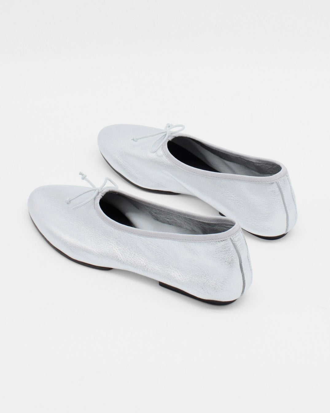 Mila Ballet Flat in Silver Leather