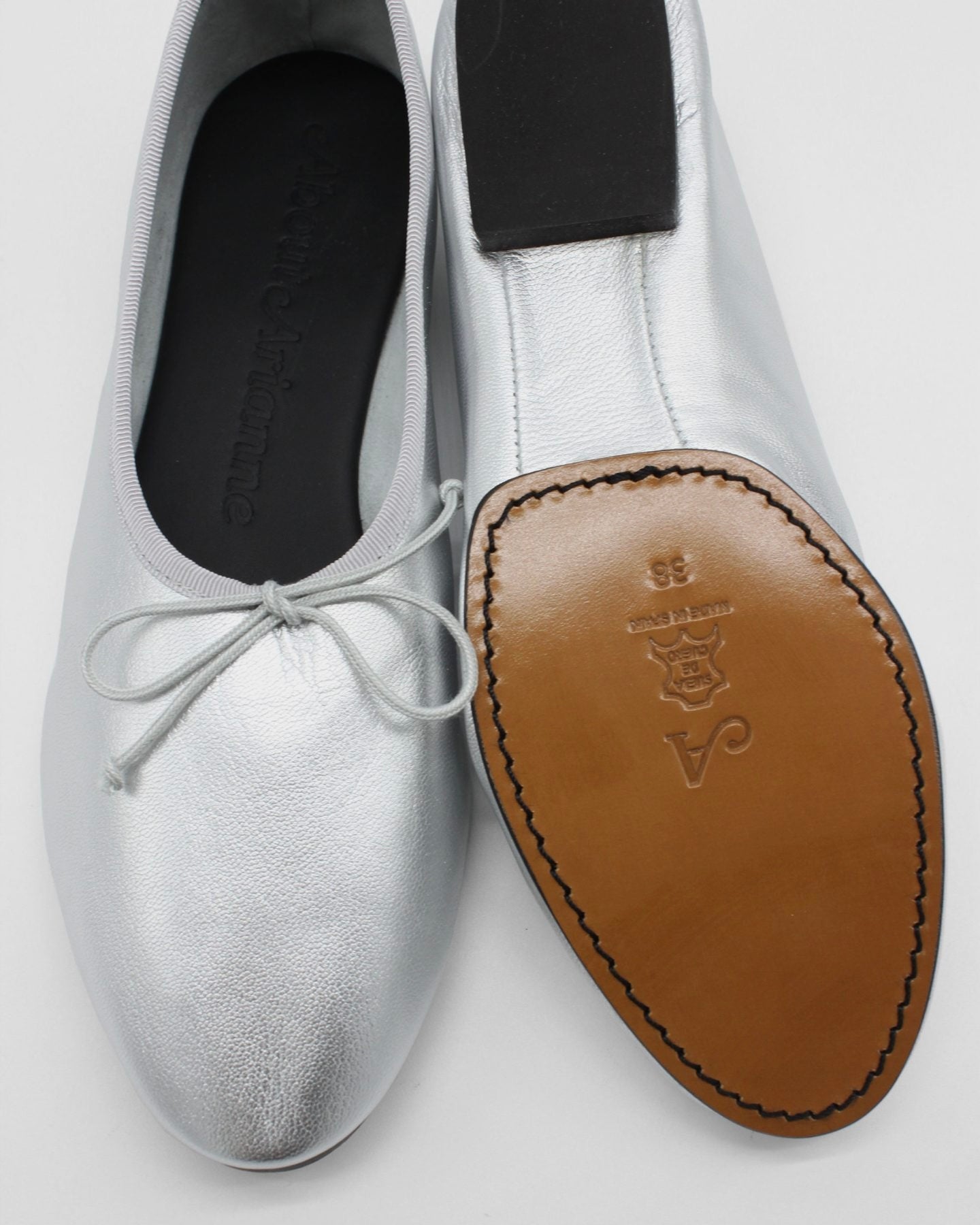 Mila Ballet Flat in Silver Leather
