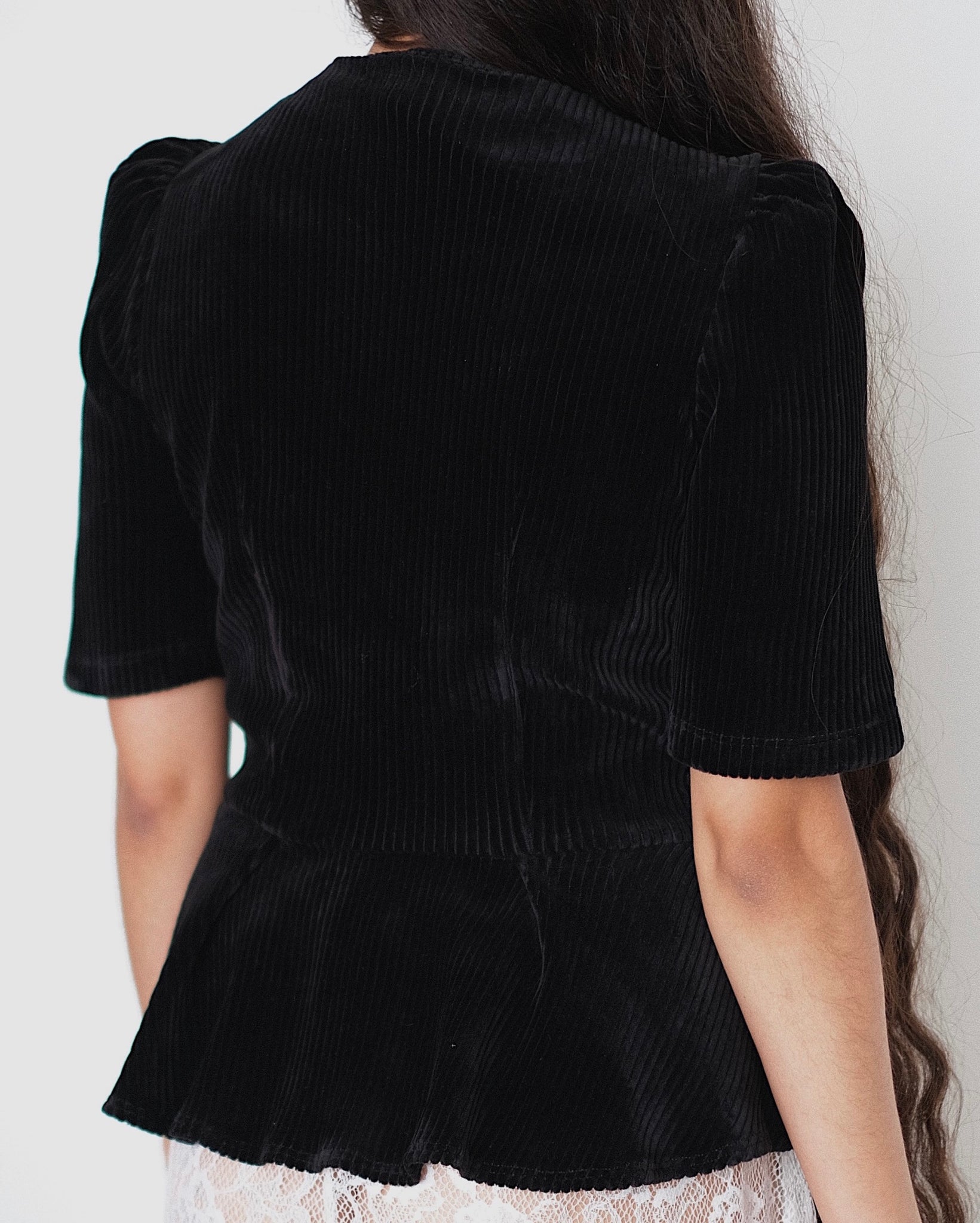 Kkco Petal Blouse in Black Corduroy