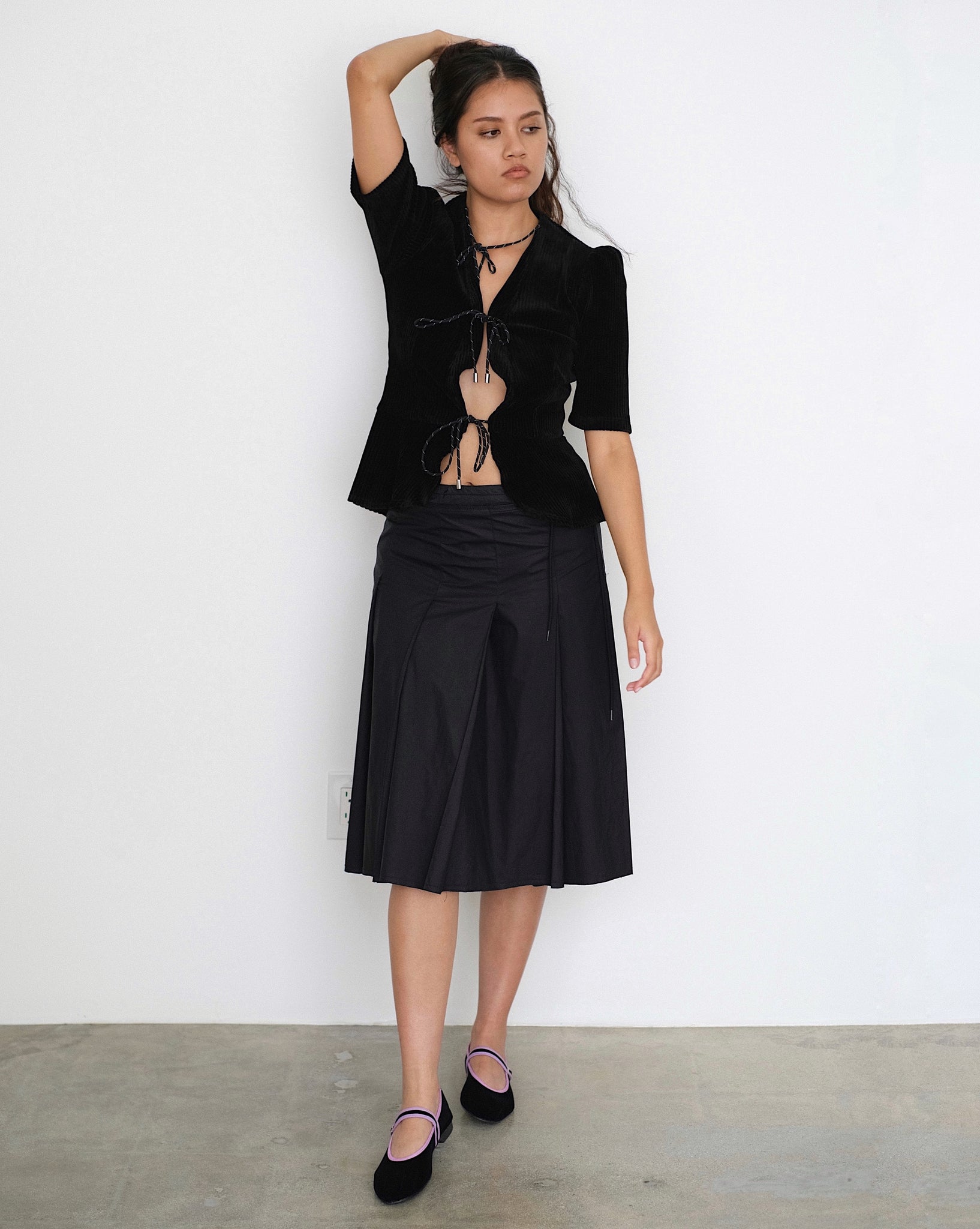 Kkco Petal Blouse in Black Corduroy