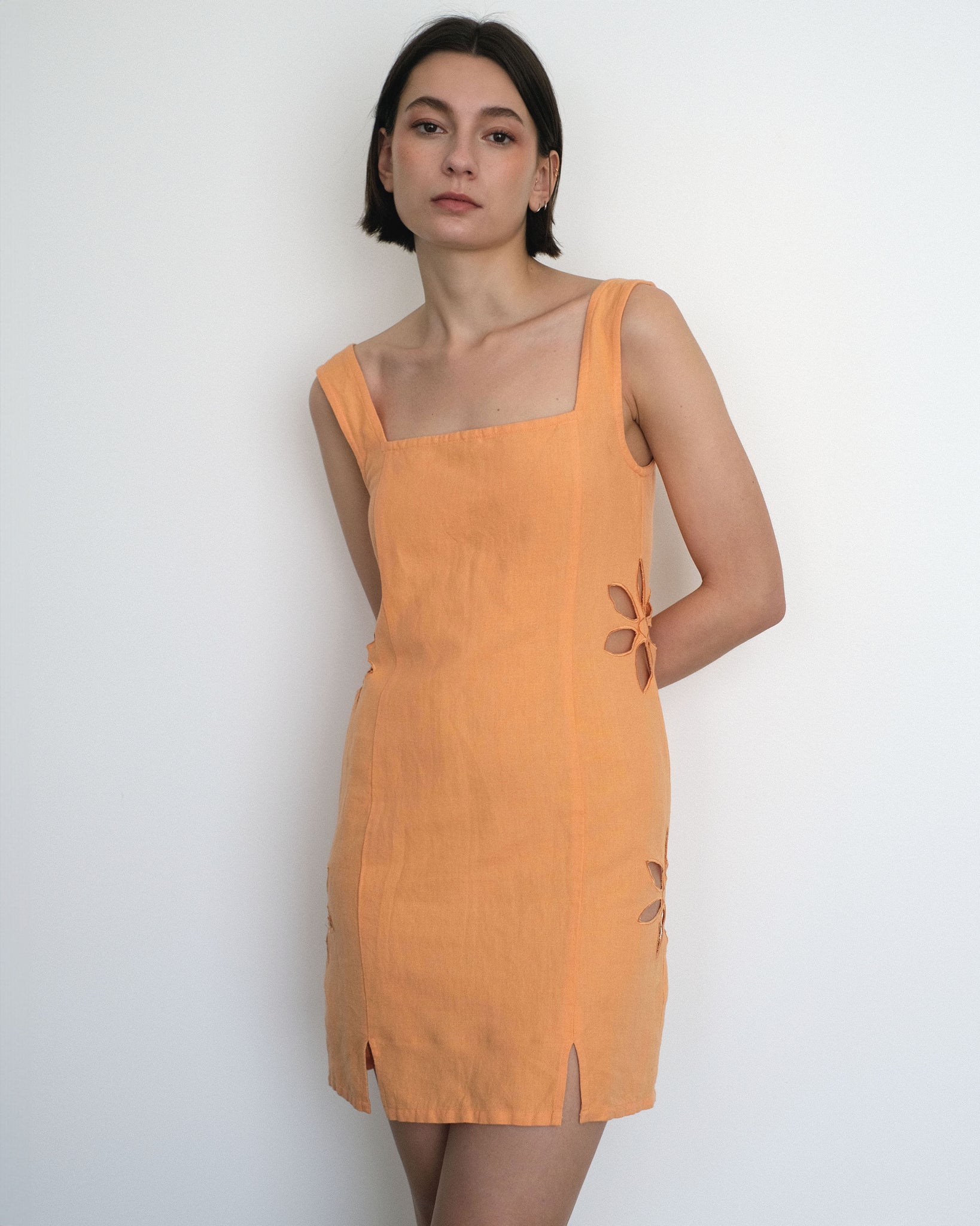 afrodita linen dress Tach Clothing + Afrodita Linen Mini Cutout Dress