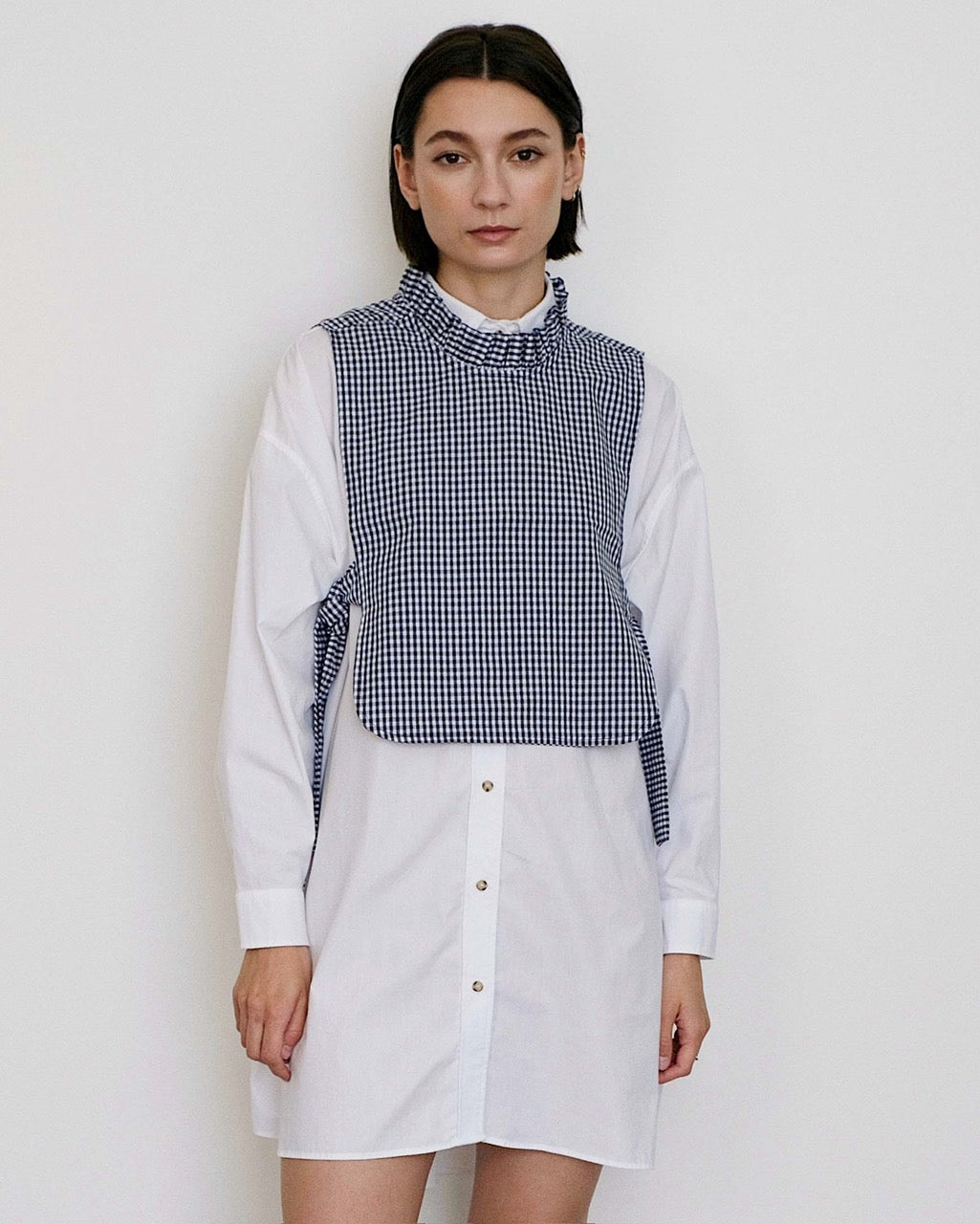Toit Volant Navy and White Gingham Georgina Side Tie Vest