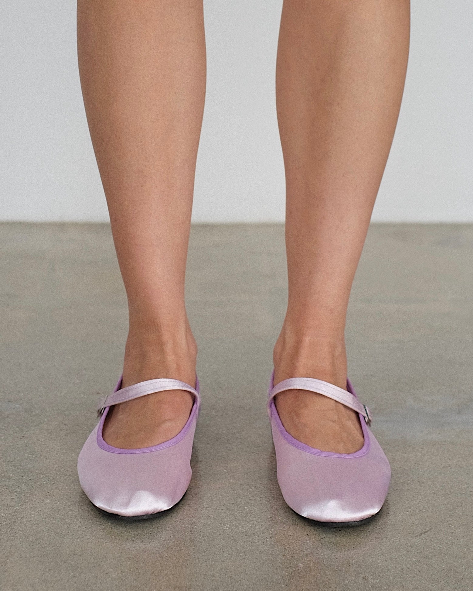 Mary Jane Flat in Lilac Satin