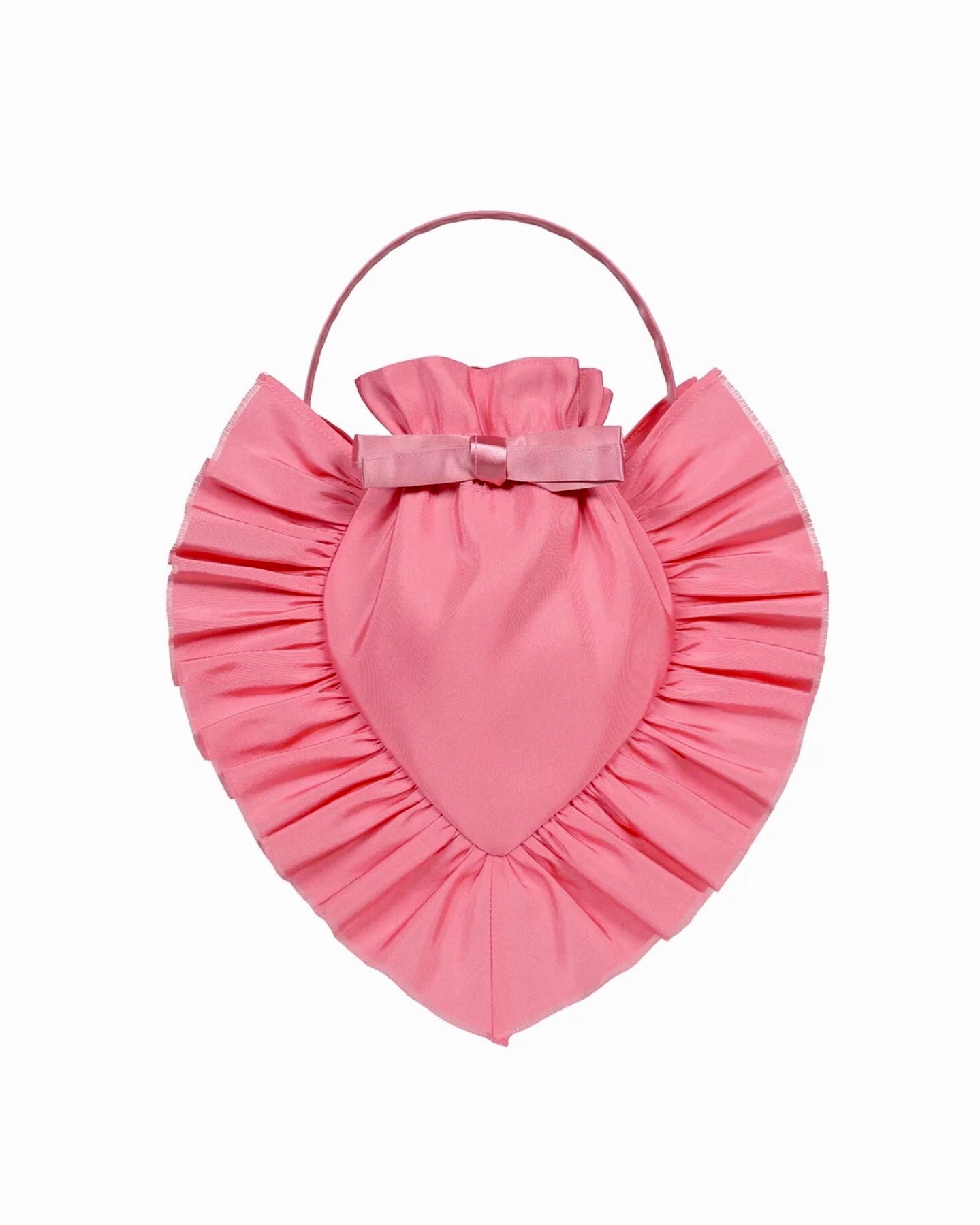 Camille Albertine Heart Shaped Diana Bag in Pink Silk and Satin