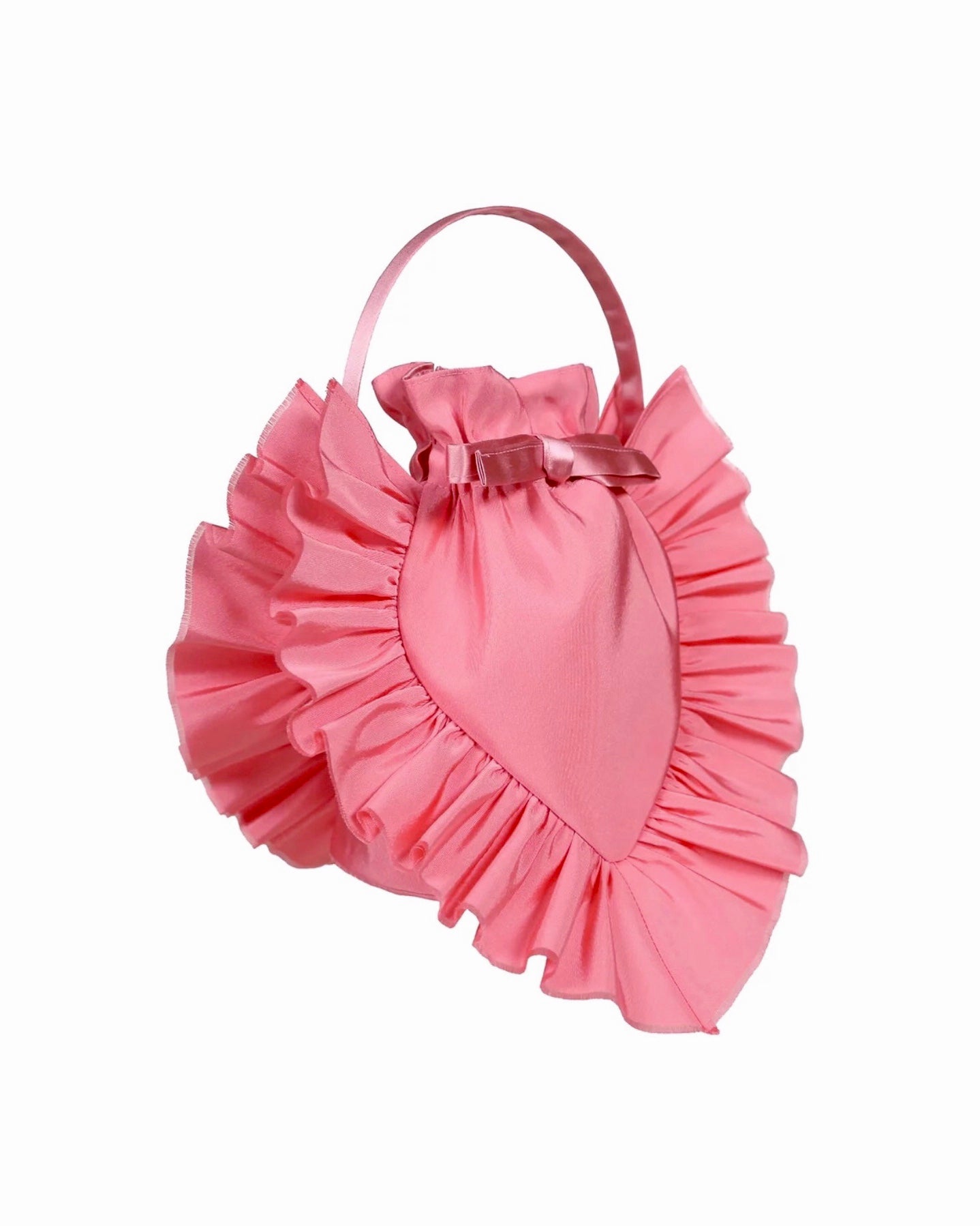 Camille Albertine Heart Shaped Diana Bag in Pink Silk and Satin