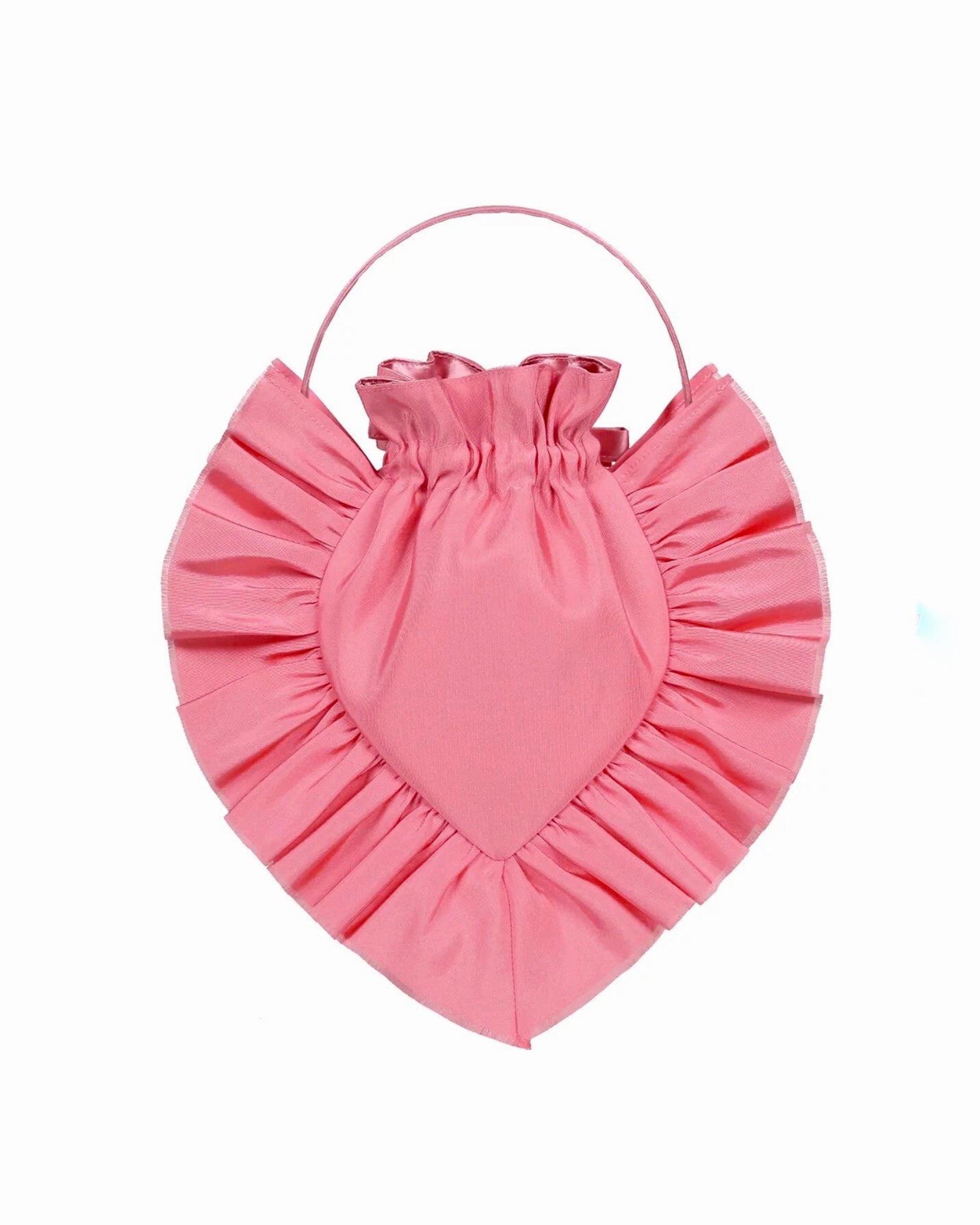 Camille Albertine Heart Shaped Diana Bag in Pink Silk and Satin