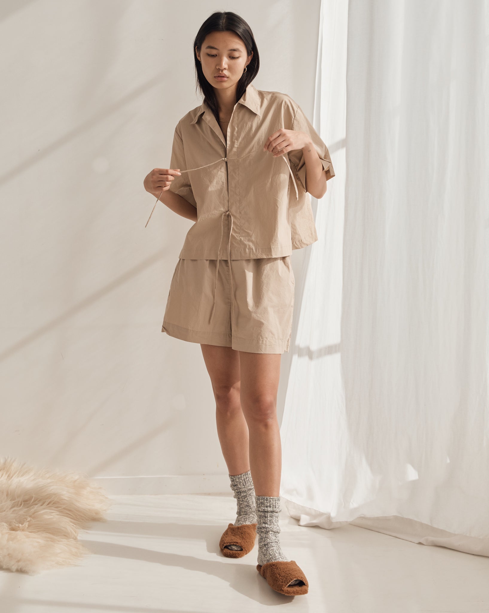 Deiji Lounge Shorts in Mushroom