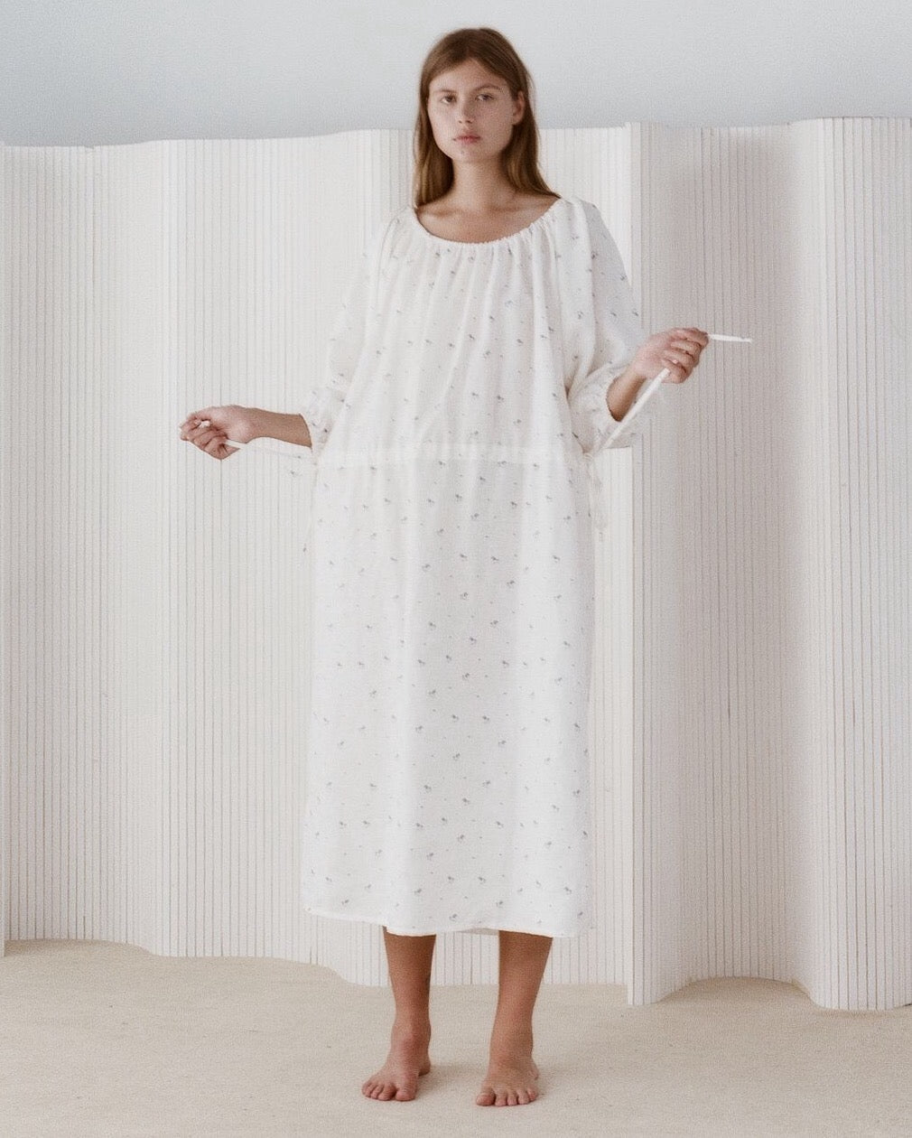 Deiji Studios Sleep Maxi Dress in Vintage Floral Organic Linen