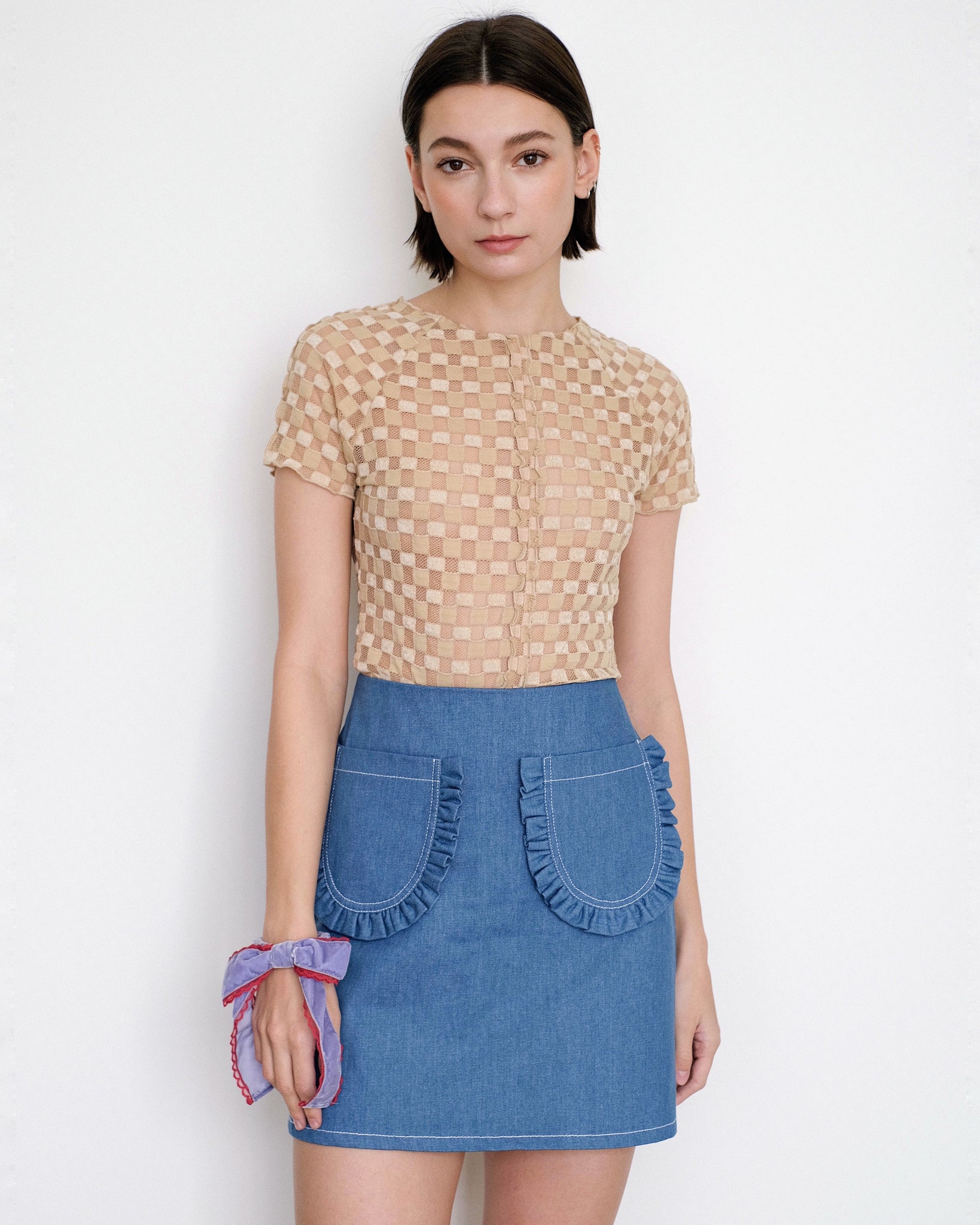Eliza Faulkner Tate Mini Skirt in Blue Denim