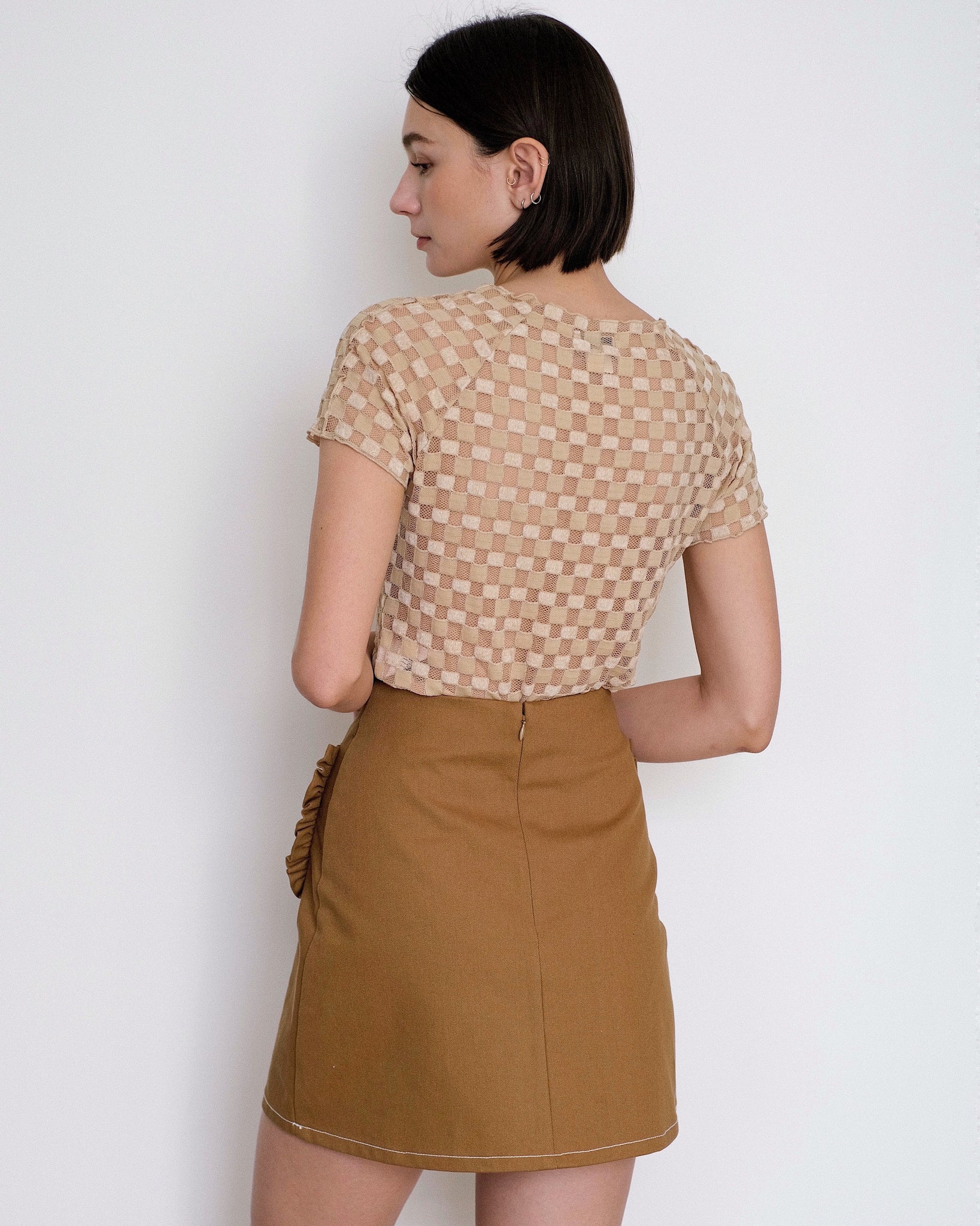 Eliza Faulkner Tate Mini Skirt in Brown Cotton