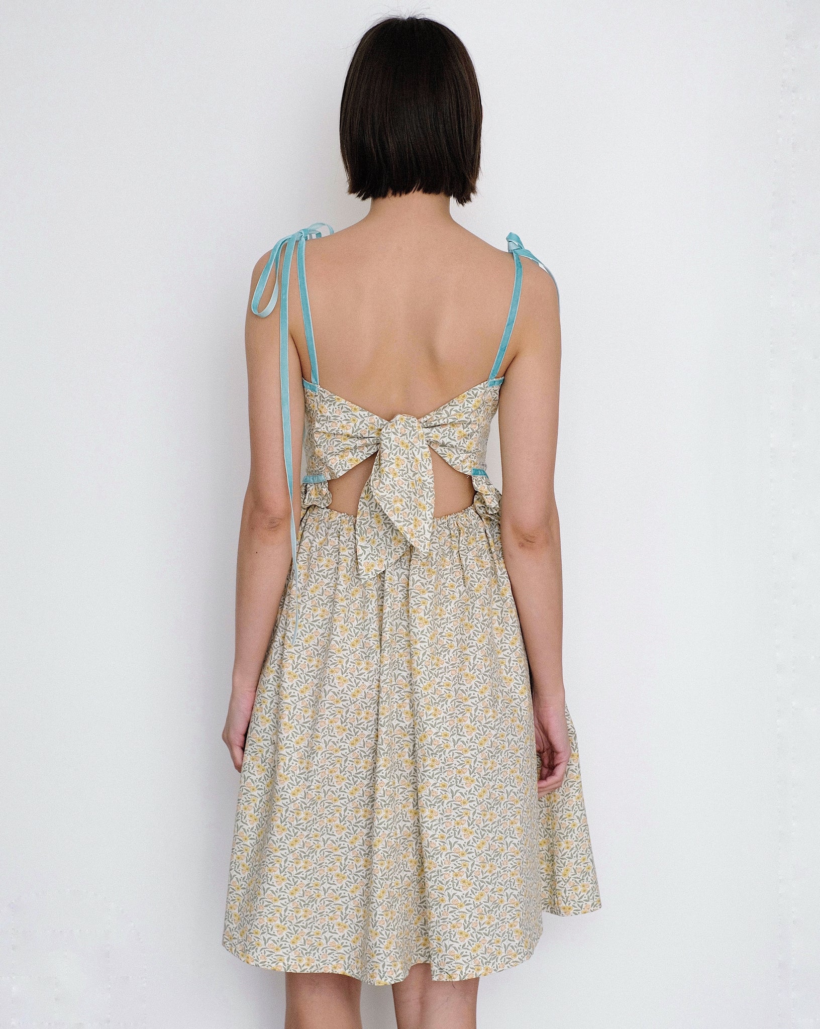 Eliza Faulkner Tessa floral print dress with velvet ribbons