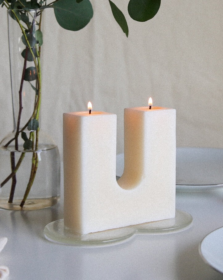 Highlow Pillars Candle and Companion Glass Dish