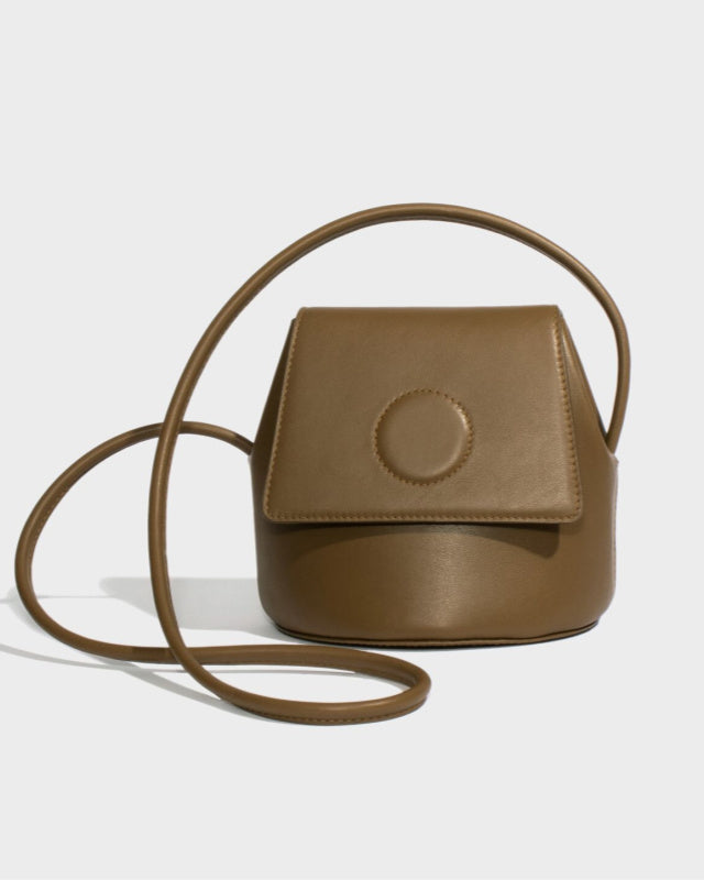Modern Weaving Petite Trapeze Bag in Army Green Leather