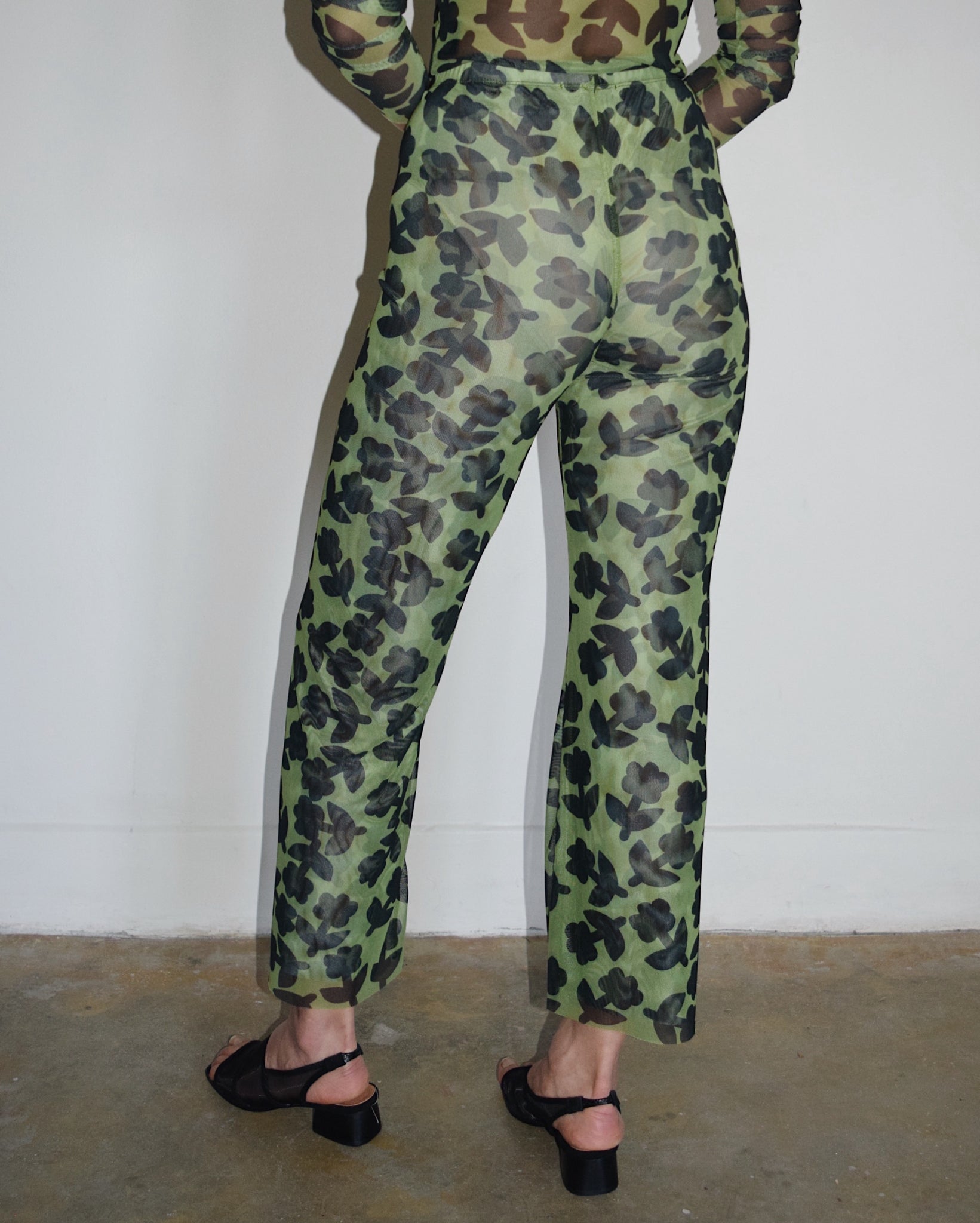 Mundaka Studio Floral Tulle Pant in Green
