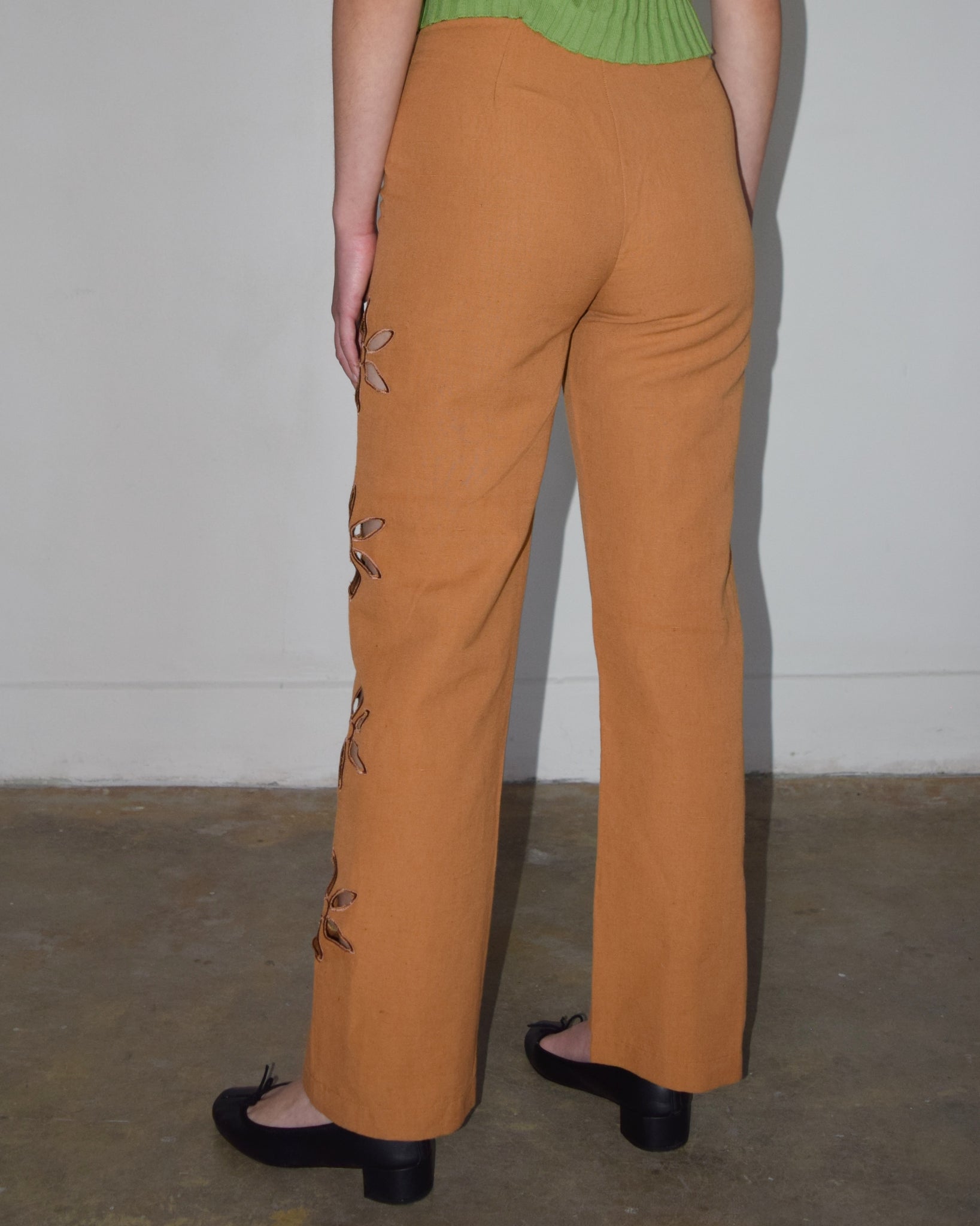 Tach Jorgelina Floral Cutout Pant in Brick Linen